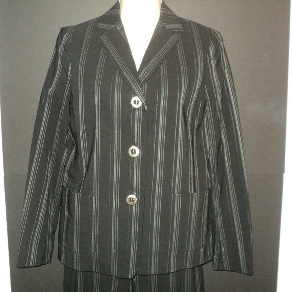 Peace of Cloth 4 Pantsuit Black Gray Pin Stripes - Picture 2 of 7